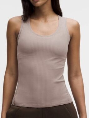 Lululemon Wundermost Ribbed Nulu Scoopneck Tank Ashen Rose NWT